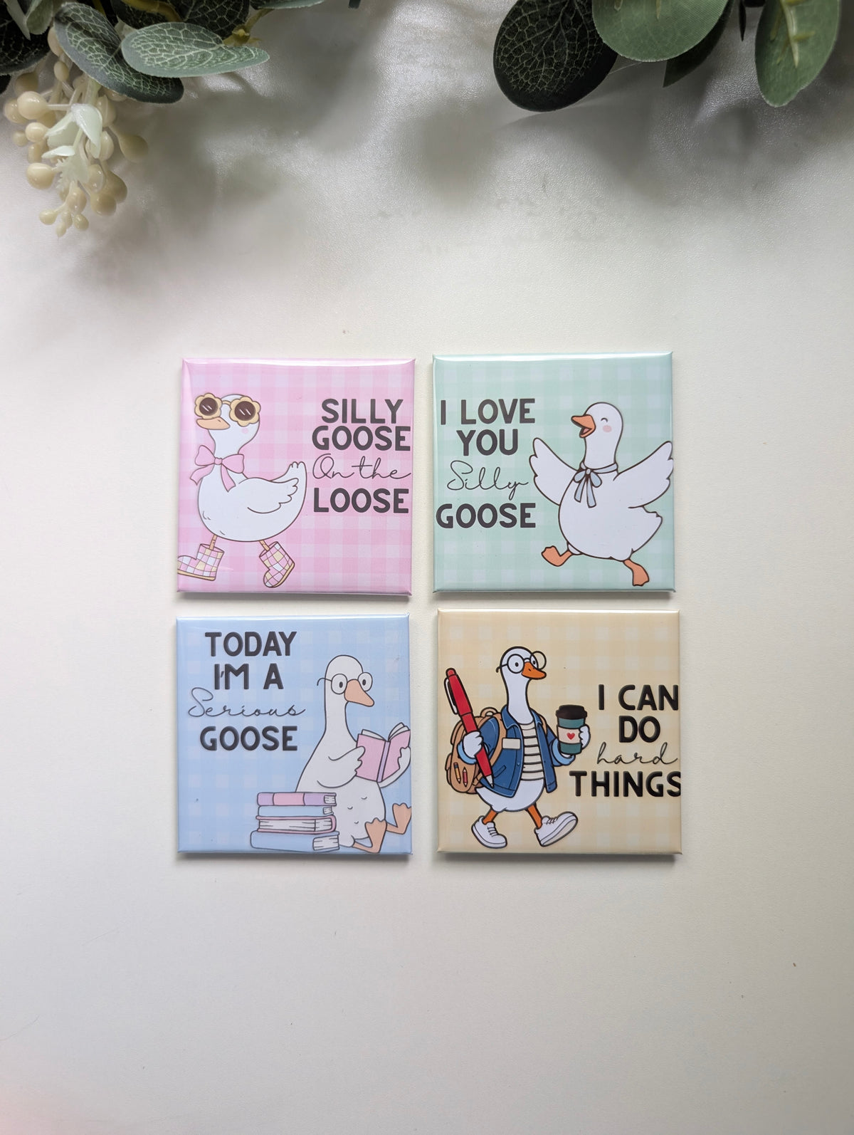 Set of 4 Silly Goose Magnets