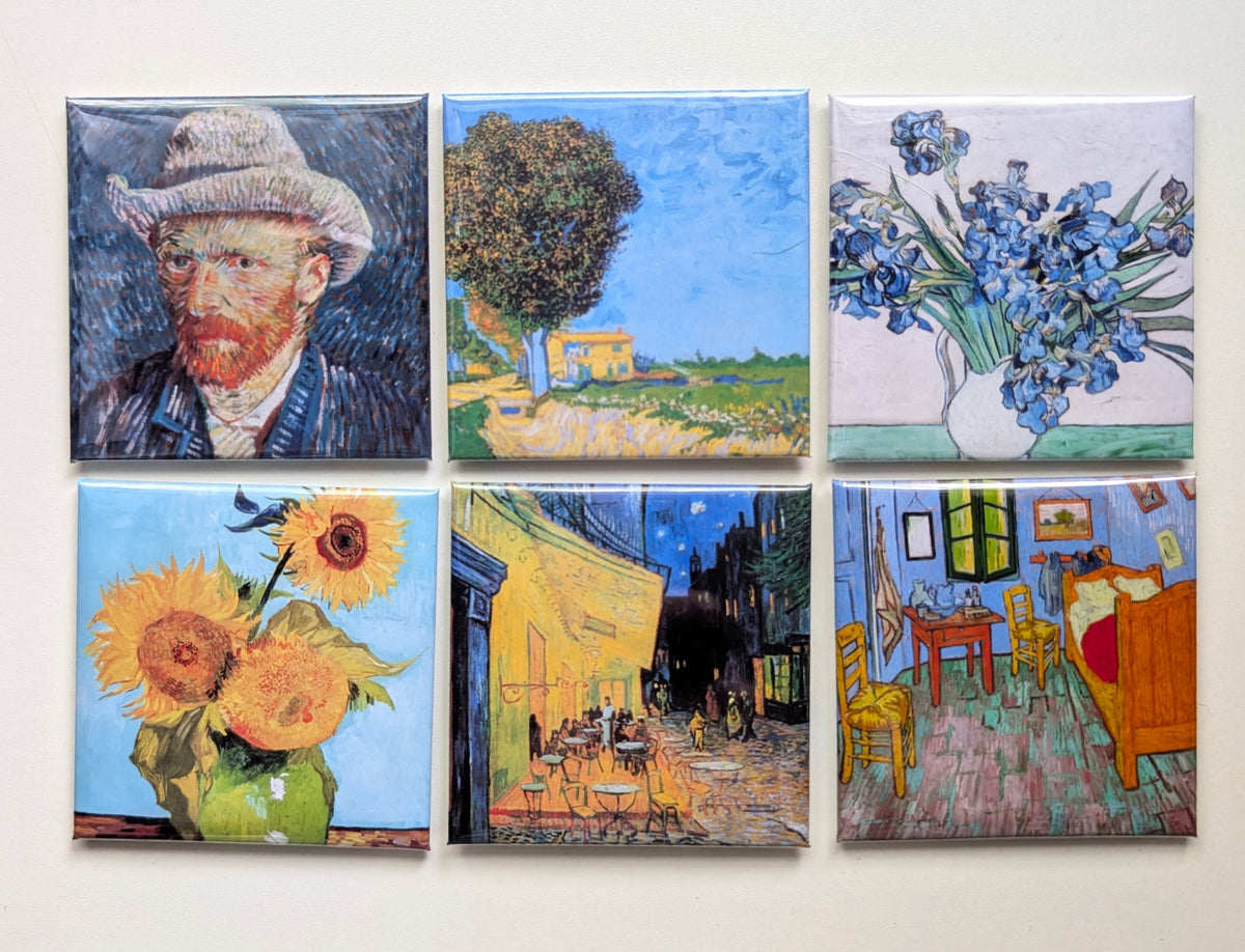 Van Gogh Fridge Magnets, Fridge Decor, Photo Magnets, Set of 6 2.5", Art Lover Gift